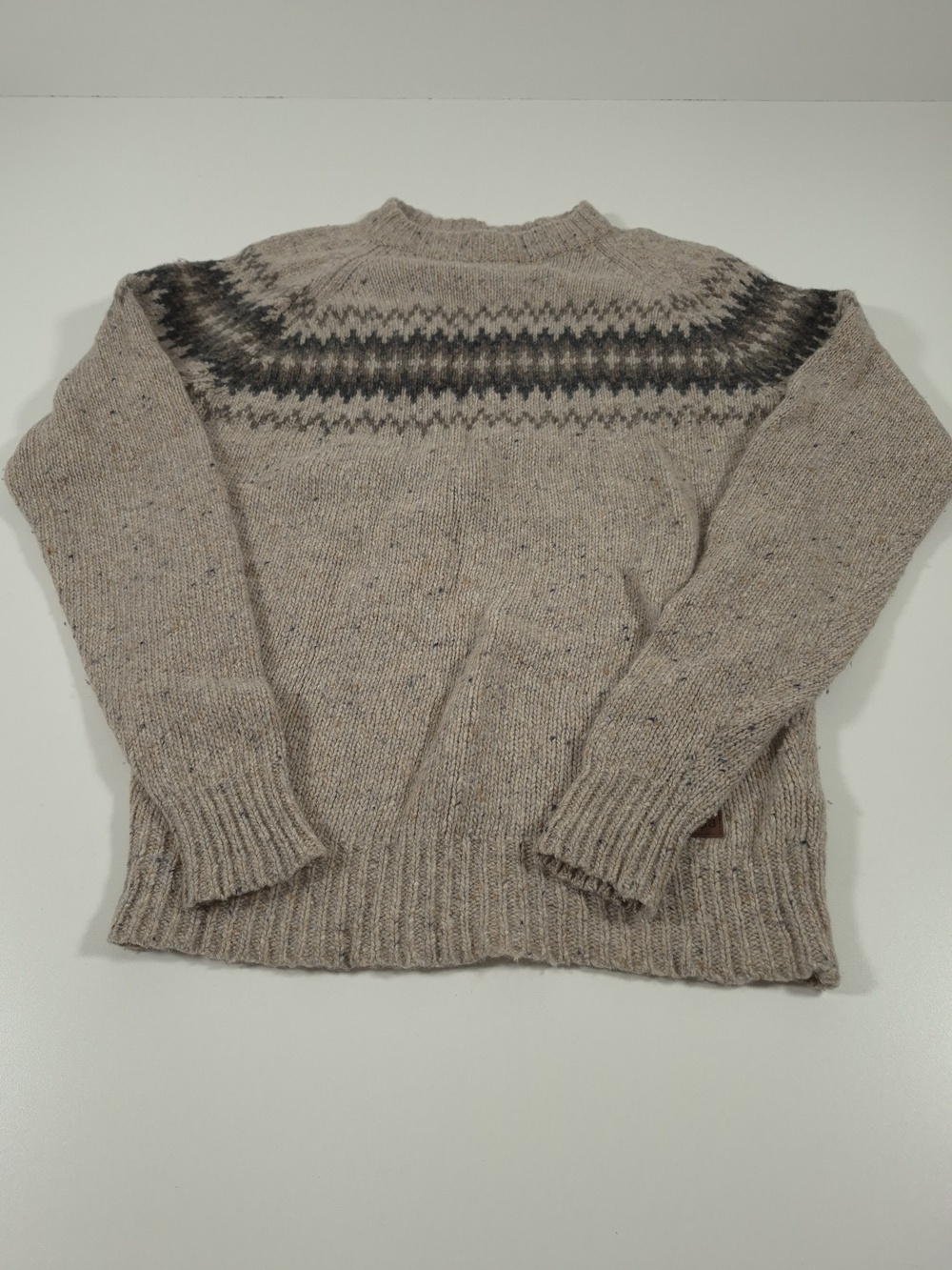 Sherpa Adventure Gear Sweater Mens M Beige Merino Wool Alpaca Fair Isle Crewneck